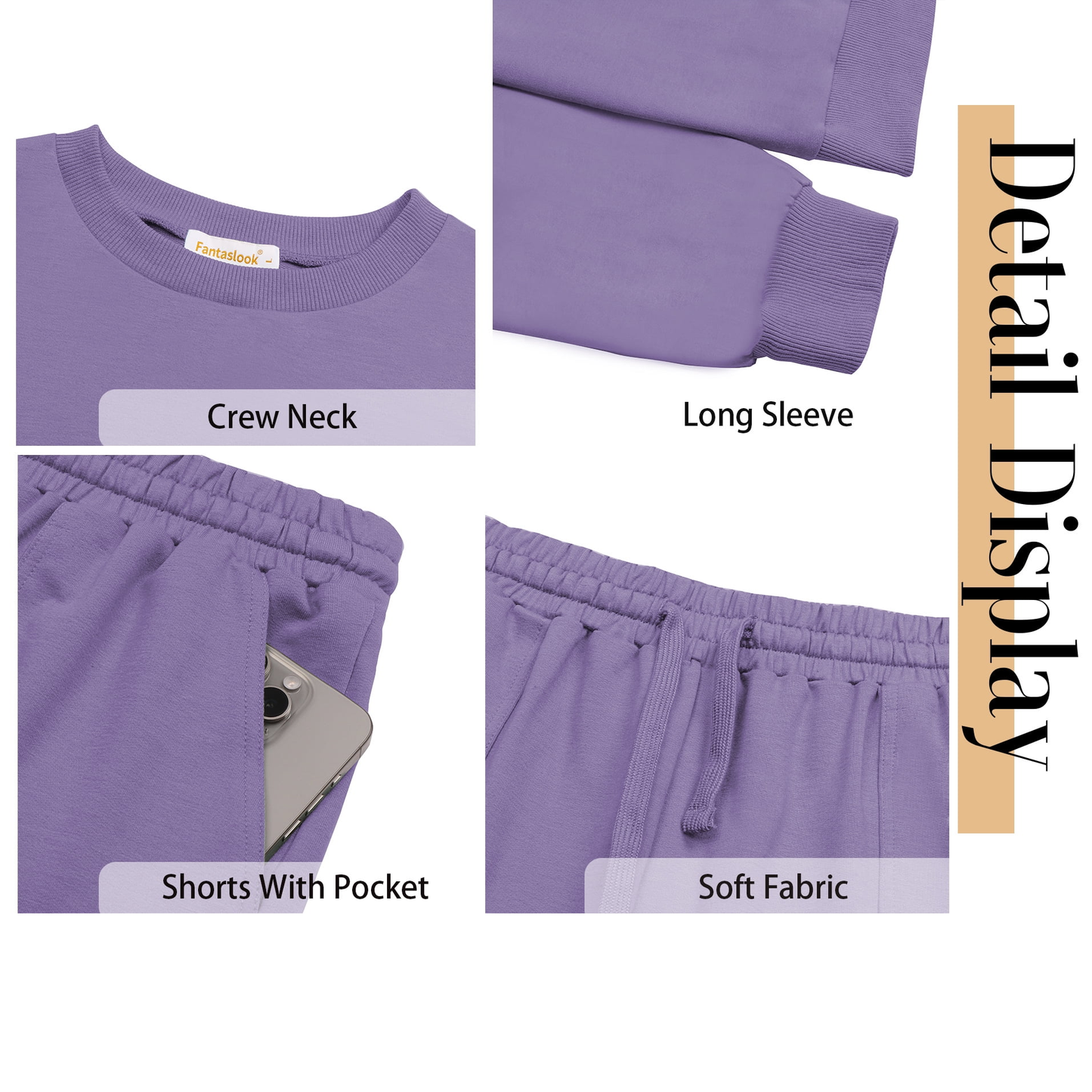 Pajama Sets for Women Two Piece Outfits Long Sleeve Sweatshirts Lounge Sets Casual Tops and Shorts Fall Outfits